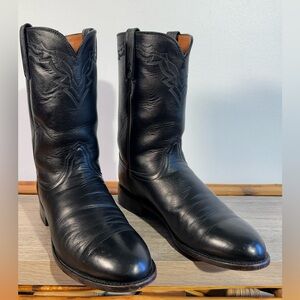 Lucchese Men’s Cowboy Boots Black Lonestar Roper Size 10 D T0082 Made In USA
